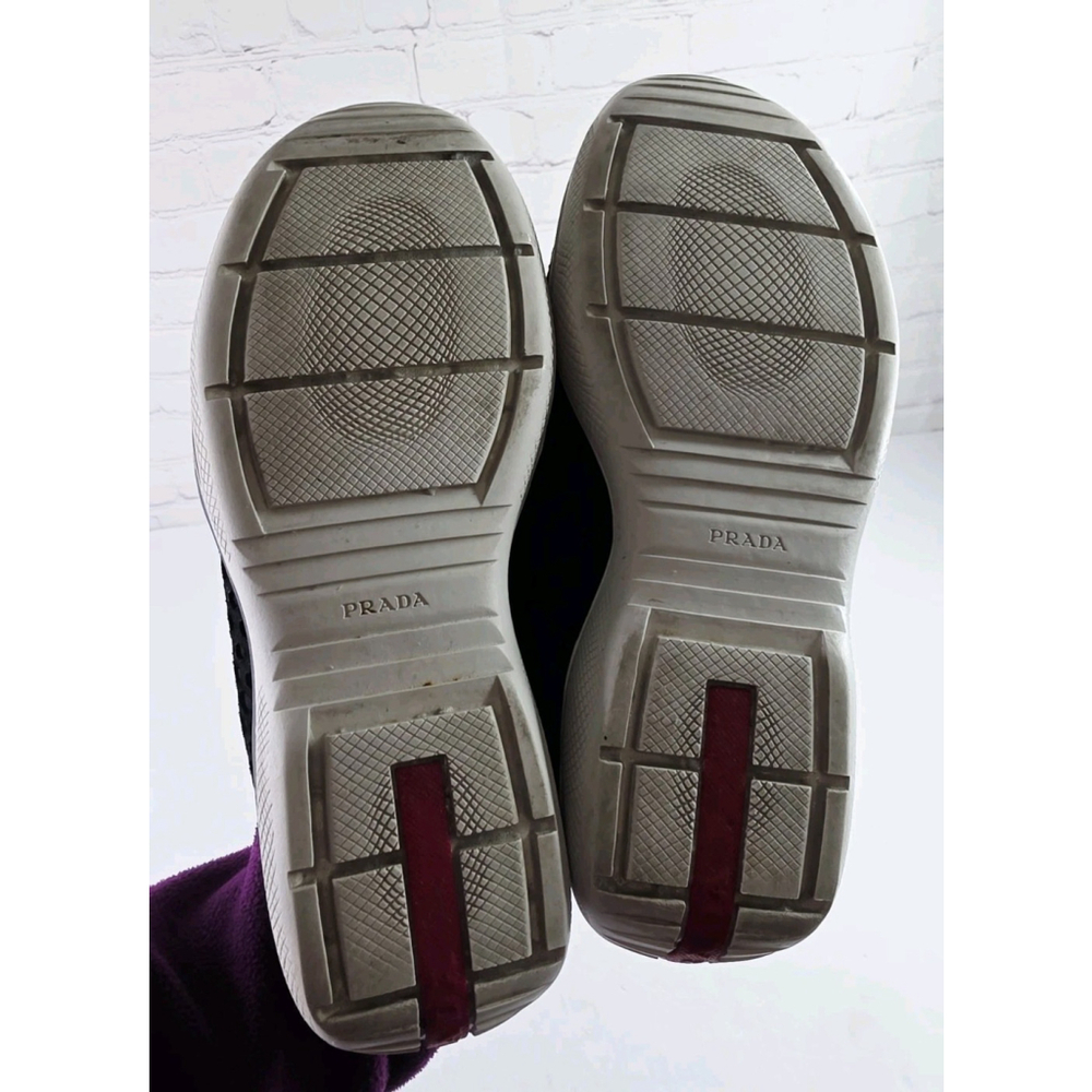 Prada Calzature Donna Black Seude Trainer Sneakers Woman's Size 36.5 - Picture 7 of 7